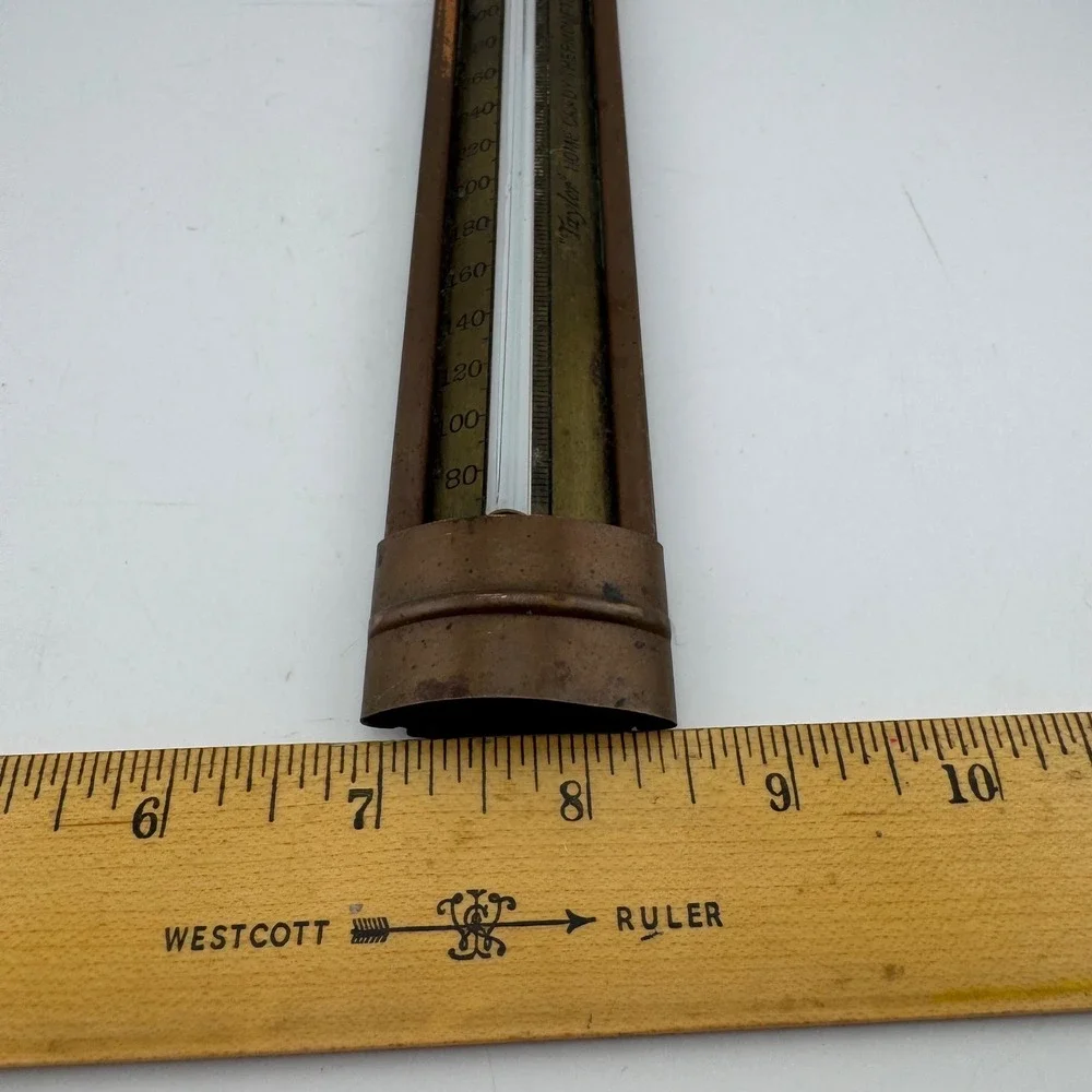 Taylor Copper Vintage Home Candy Thermometer Wood Handle Rochester NY